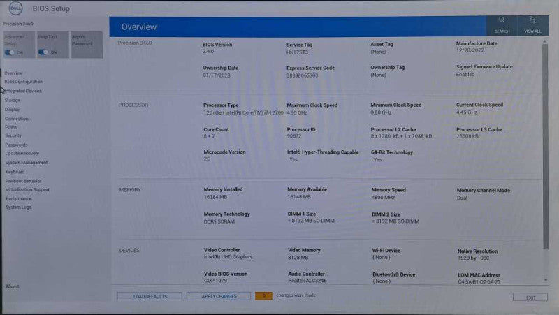 Dell Precision 3460 12th Gen SFF i7-12700 @ 2.10GHz 16GB DDR5 512GB NVMe  )
