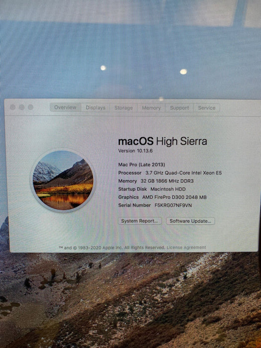 Apple Mac Pro Late 2013 Quad-Core Xeon E5-1620 FirePro D300 2GB 32GB 256 SSD