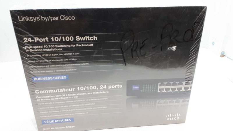 NEW SEALED Cisco/Linksys Business Series SR224 24-Ports 10/100Mbps Switch &