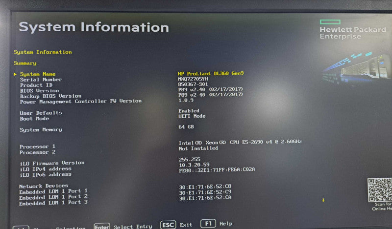 HP ProLiant DL360 G9 1x Xeon E5-2690 v4 @ 2.60GHz 64GB DDR4 P440ar 10G NIC )