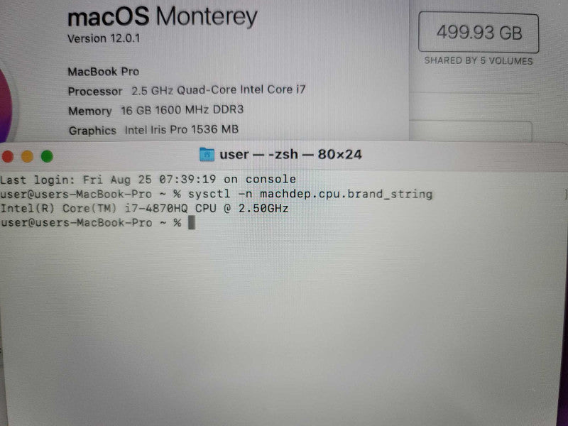 MacBook Pro (A1398) i7-4870HQ, 16GB DDR3, 500GB HDD, *Battery Service  Î²