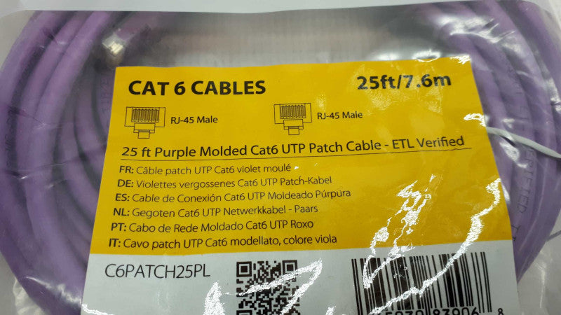 StarTech.com 25ft CAT6 Ethernet Cable - Purple Molded Gigabit - ETL Verified  &