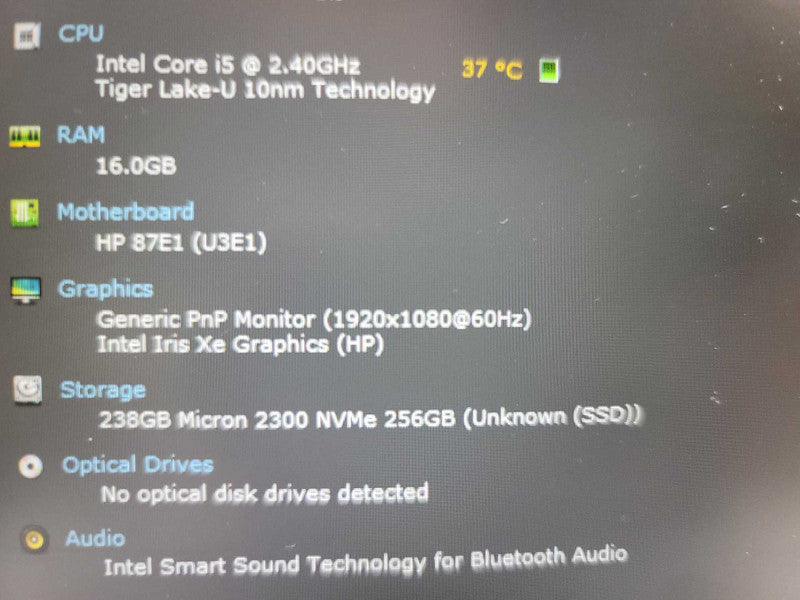 HP ProBook 450 G8 i5-1135G7 @ 2.40GHz, 16GB DDR4, 256GB NVMe Î²