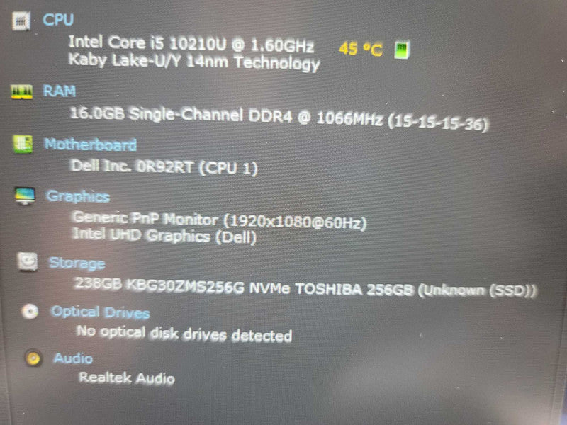 Dell Latitude 3410 i5-10210U@ 1.60GHz, 16GB DDR4, 256GB NVMe Î²