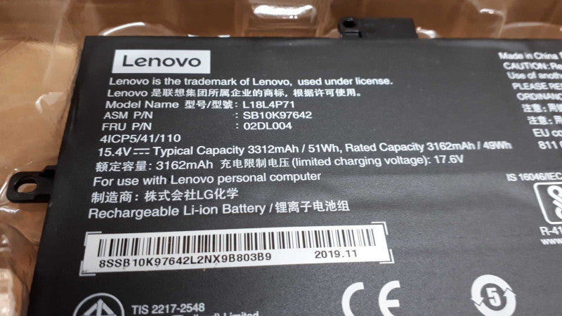 51Wh Battery L18C4P71 For Lenovo ThinkPad X1 Carbon 7th Gen &