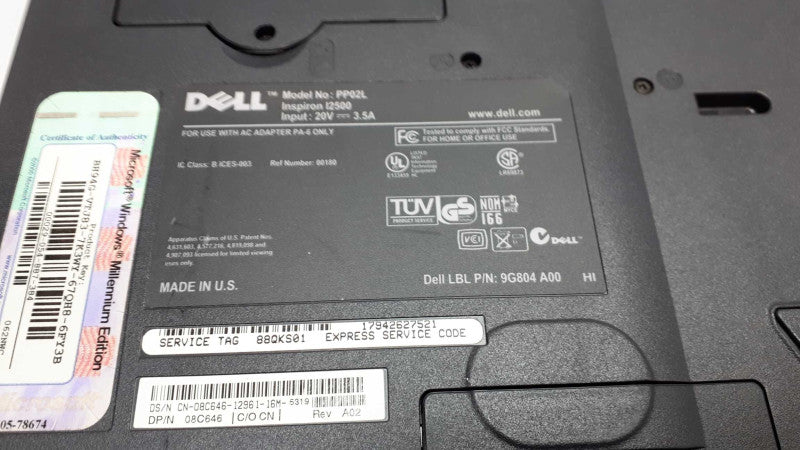 Vintage Dell Inspiron PP02L i2500 &