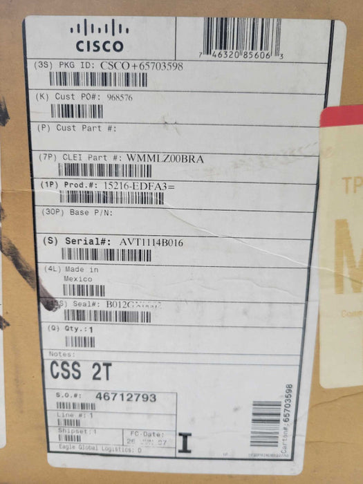 New Open-Box Cisco WMMLZ00BRA ONS 15216 EDFA3 Fiber Optical Amplifier, SEE Q_