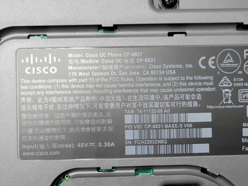 Cisco CP-8831-K9 Unified IP Conference Phone Base w/ Control Unit _