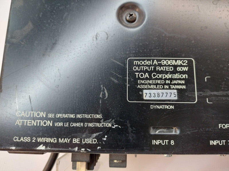 TOA 900 Series II Amplifier A-906MK2 Rack Mountable