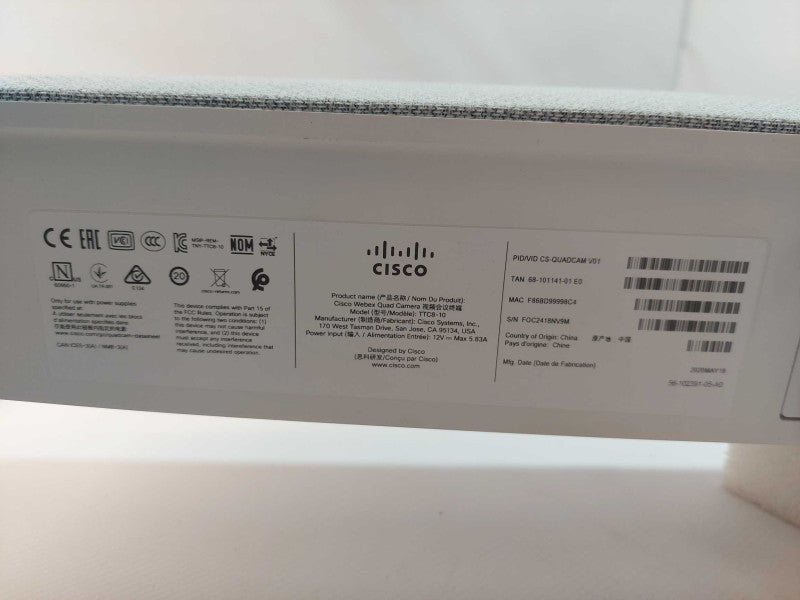 Cisco Webex Quad Camera Model: TTC8-10