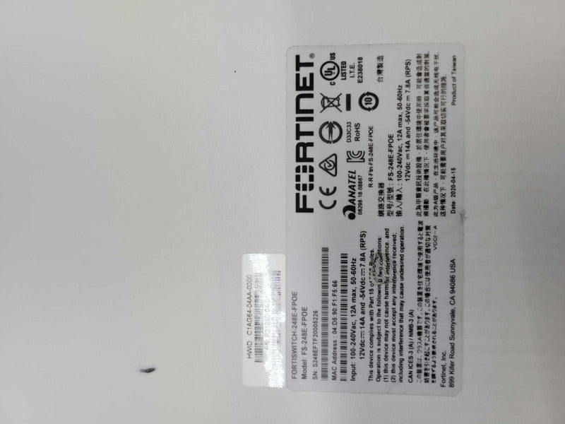 Fortinet FortiSwitch 248E-FPOE Managed L2/L3 Gigabit Ethernet Switch Q