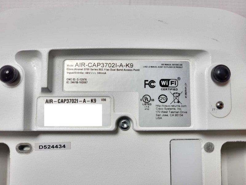 Cisco AIR-CAP3702I-A-K9 Aironet Dual Band Wireless Access Poin $