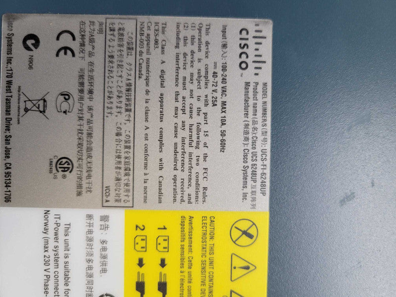 Cisco UCS-FI-6248UP V01 Fabric Interconnect Network Switch Dual PSU Q