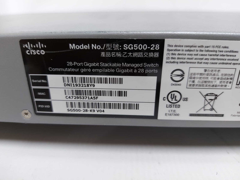 Cisco SG500-28 28x port gigabit stackable managed switch  #