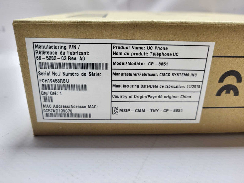 Cisco CP-8851-K9 8851 VoIP Business IP Phones PN: 68-5282-03 Brand New Q$