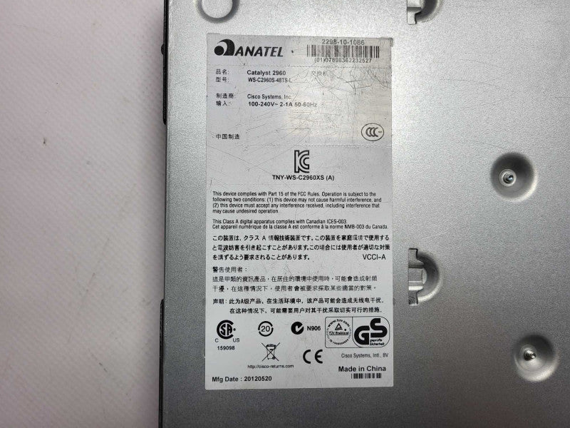 Cisco Catalyst 2960-S Series gigabit network switch WS-C2960S-48TS-L $