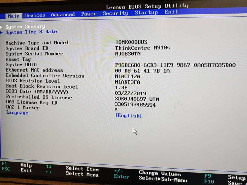 Lenovo ThinkCentre M910s i7-7700 CPU @ 3.60 GHz 16GB DDR4 Ram