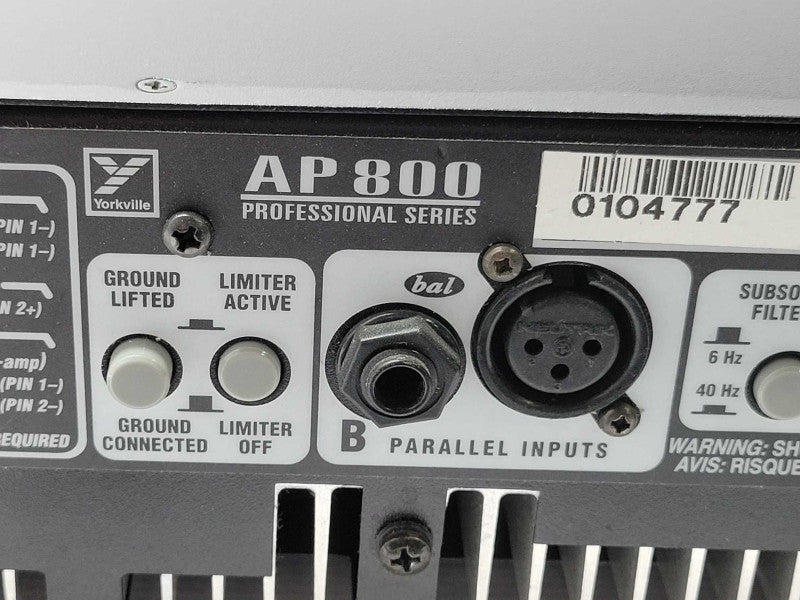 Yorkville AP800 Power Amp 2 Channel Audio, READ _