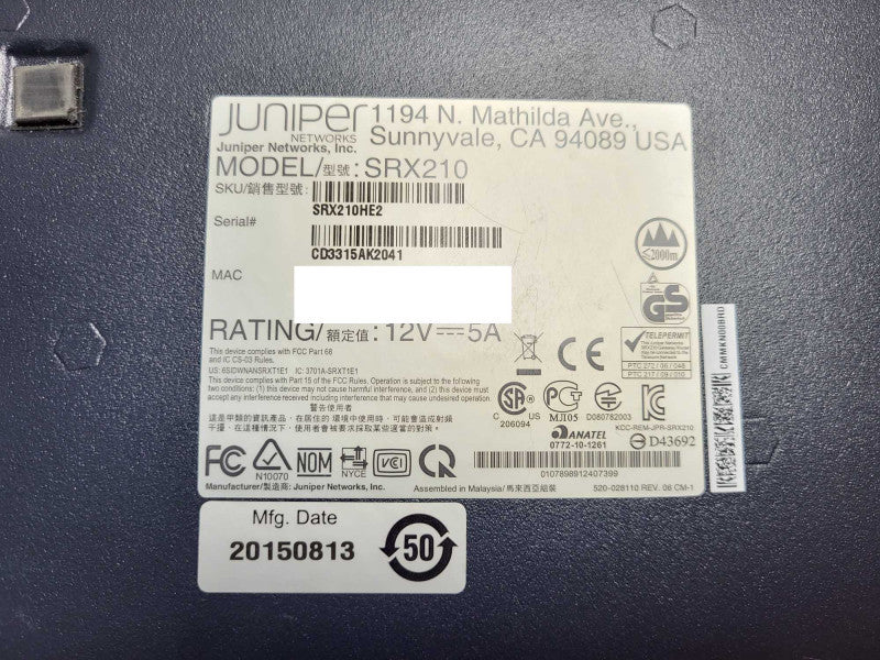 Juniper SRX-210 VPN Secure Services Gateway Firewall $