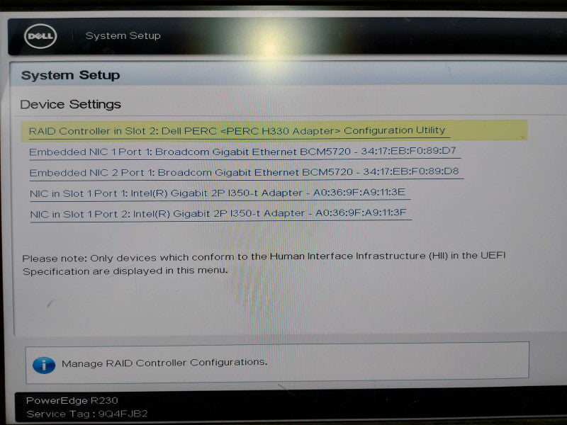 Dell Poweredge R230 Xeon E3-1230 V5 @ 3.40ghz / 16gb ram / H330 Raid ctrl #