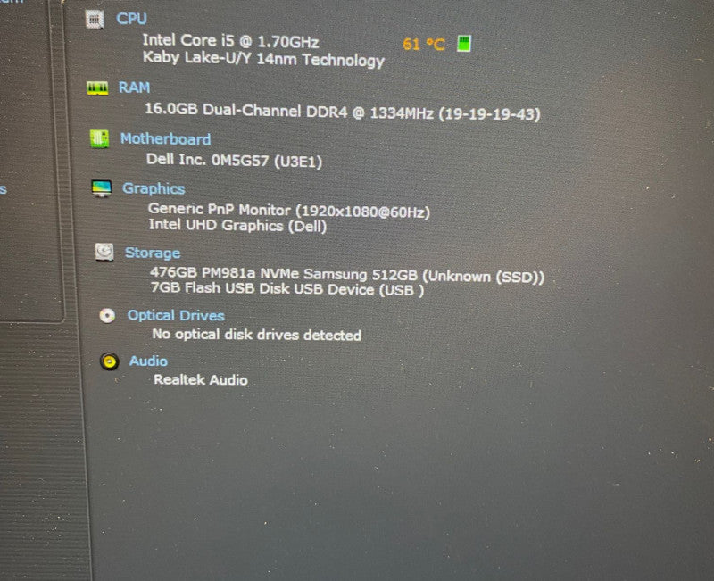 DELL LATITUDE 7410 Laptop Core i5-10310U 16Gb RAM 512GB SSD No Power Adapter