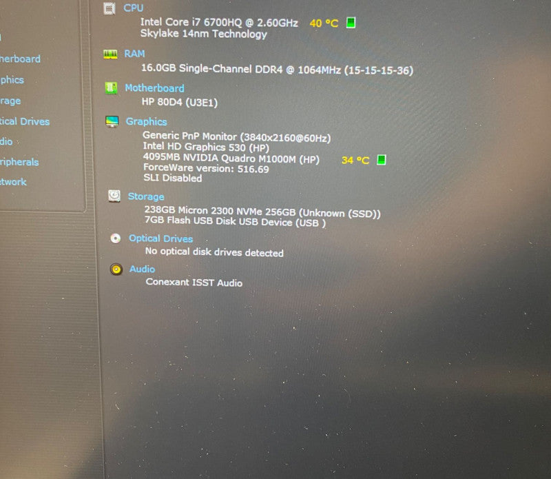 HP ZBook Studio G3 Laptop i7-6820Q QUADRO M1000M 4GB GPU 16GB RAM 256GB SSD