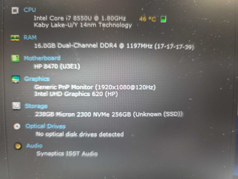 HP EliteBook x360 1040 G5 i7-8550@ 1.80GHz, 16GB DDR4, 156GB NVMe Î²
