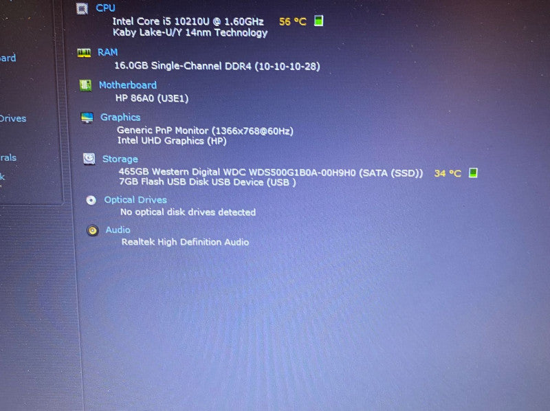 HP ProBook 450 G7 Laptop Intel Corei 5-10210U @1.6GHz 16GB DDR4 RAM 500GB SSD