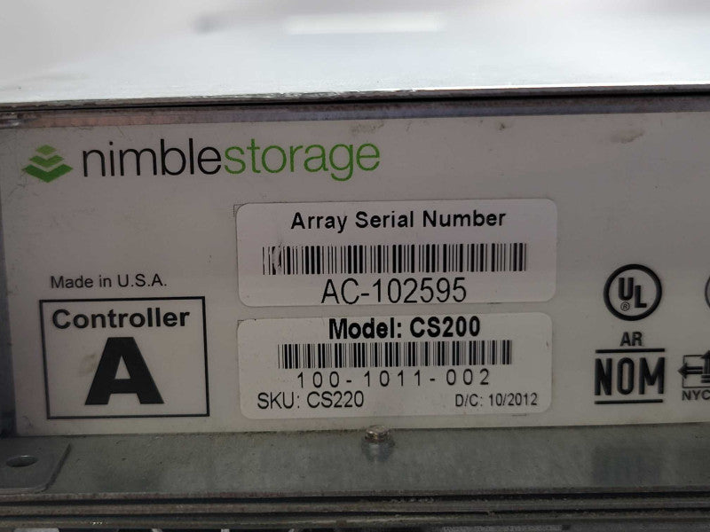 Nimble Storage Array CS200, 2x Controllers, 2x PSUs, 16x 3.5\\" HDD Bays _
