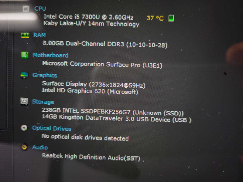 Surface Pro 5th Gen(1807) i5-7300U @ 2.6GHz 8GB RAM 256GB SSD READ $