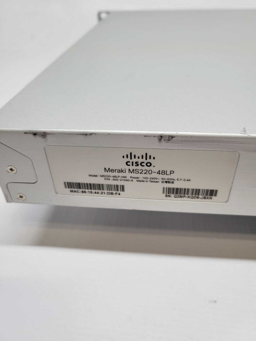 Cisco Meraki MS220-48LP Cloud Managed Switch - UNCLAIMED