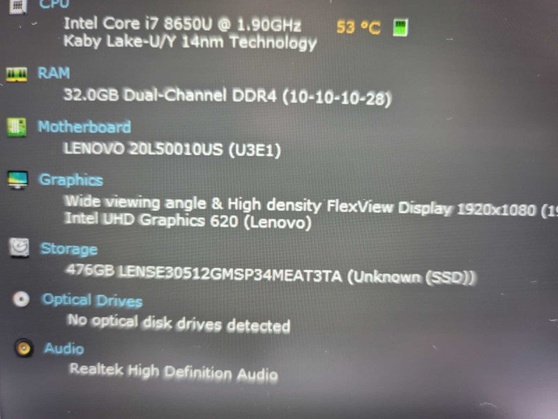 Lenovo ThinkPad T480 i7-8650U @ 1.90GHz, 32GB DDR4, 512GB m.2 Î²