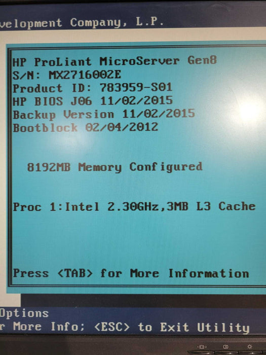 HP Proliant MicroServer Gen8 Xeon E3-1220L @ 2.30ghz / 8gb ram / B120i Raid !