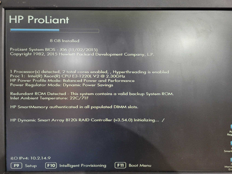 HP Proliant MicroServer Gen8 Xeon E3-1220L @ 2.30ghz / 8gb ram / B120i Raid !