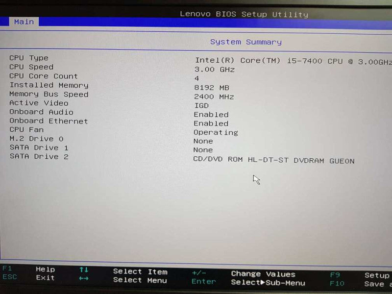 Lenovo ThinkCentre M710e Core i5 - 7400 CPU @ 3.00GHz  8GB DDR4 Ram