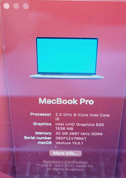 Apple MacBook Pro 16\\" 2019 TouchBar i9-9880H 32GB RAM Radeon Pro 5500M 2TB =