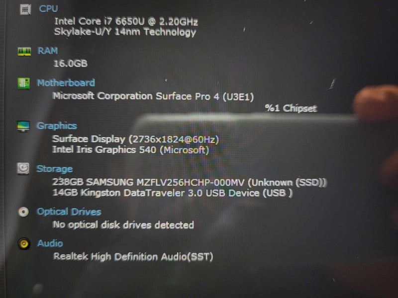 Surface Pro 4th Gen(1807) i7-6650U @ 2.2GHz 16GB RAM 256GB SSD READ $