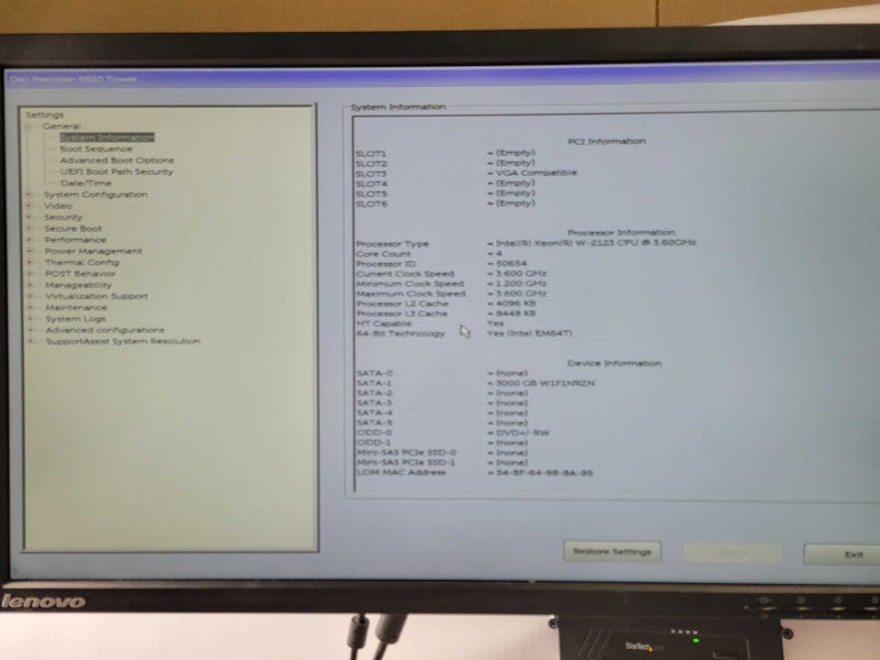 Dell Precision 5820 Tower, Xeon W-2123 3.6GHZ, 32GB DDR4, 3TB HDD, No GPU _