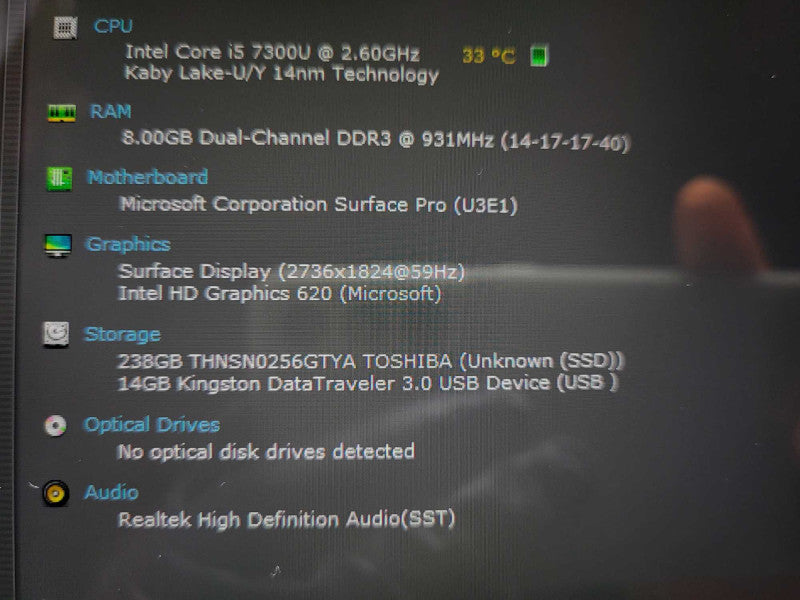 Surface Pro 5th Gen(1807) i5-7300U @ 2.6GHz 8GB RAM 256GB SSD READ $