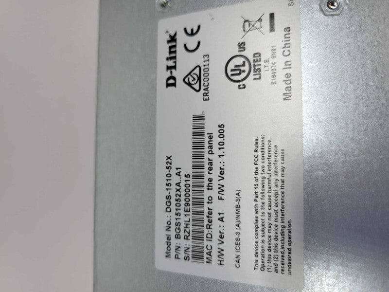 D-Link DGS-1510-52X Network SmartPro 48-Port Gigabit Switch 4 10GbE SFP+ Reta