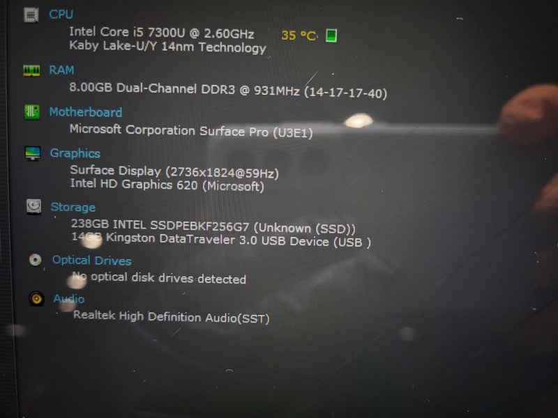 Surface Pro 5th Gen(1807) i5-7300U @ 2.6GHz 8GB RAM 256GB SSD READ $
