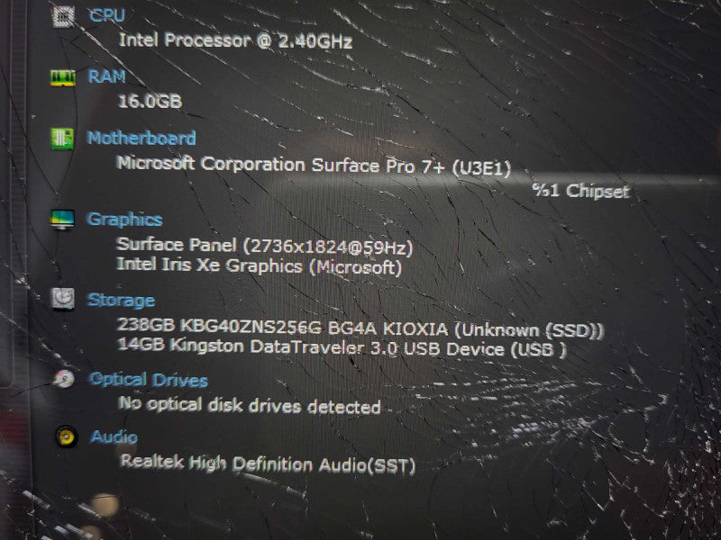 Surface Pro 7+ (1961) i5-1135G7 @ 2.4GHz 16GB RAM 256GB SSD READ $