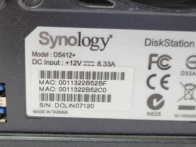 Synology DS412+ Disk Station 4-Bay Network Attached Storage, 1x 3TB HDD _