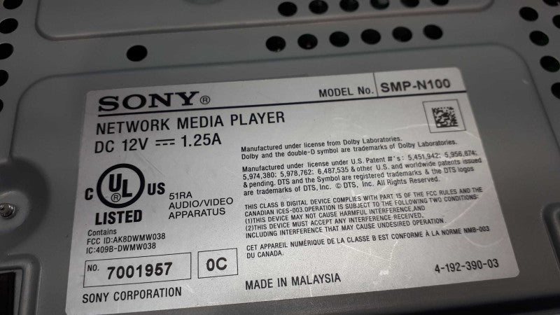 Sony network media player with built-in Wi-FiÂ®, SMP-N100  &