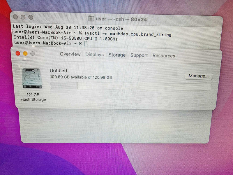 Apple Macbook Air 2017 13\\" Core i5-5350U @ 1.8GHz 8GB DDR3 120GB SSD (