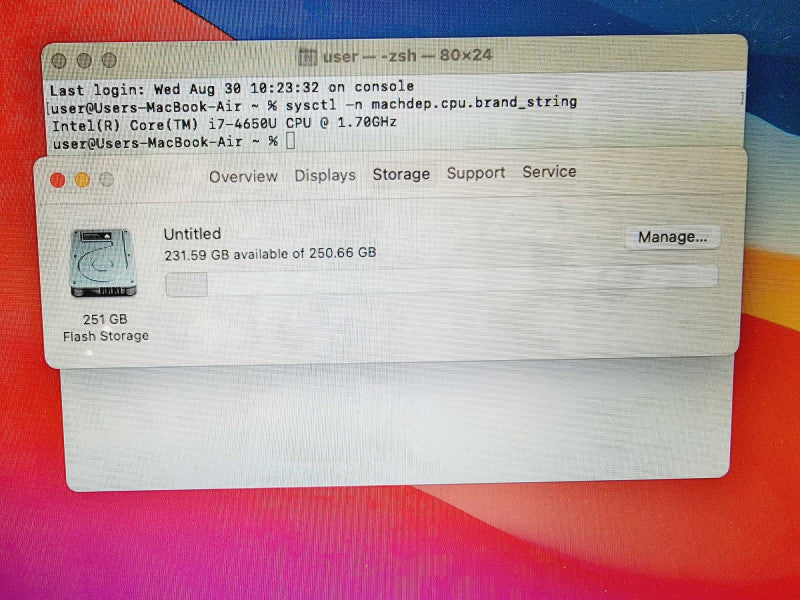 Apple Macbook Air 2013 13\\" Core i5-4250U @ 1.7GHz 8GB DDR3 250GB SSD (