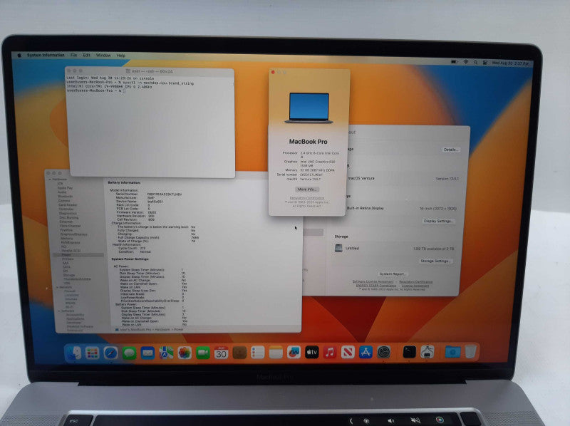 Apple MacBook Pro 16\\" 2019 i9-9980 @2.4Ghz 32GB RadeonPro 5500M 2TB SSD