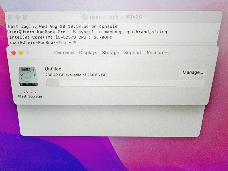 Apple Macbook Pro 2015 13\\" Core i5-5257U @ 2.7GHz 8GB DDR3 250GB SSD (