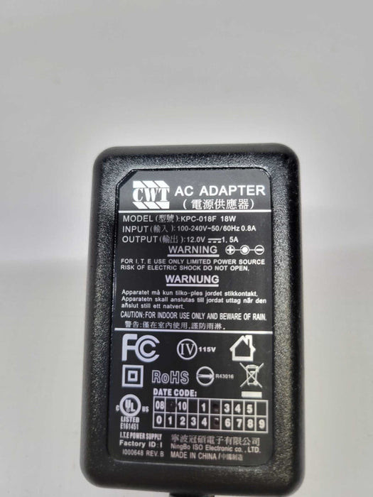 12V 1.5 AMP  AC Adapter
