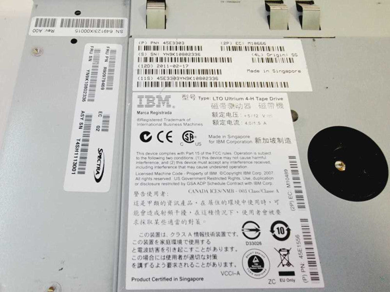 IBM 45E3303 LTO 4 Ultrium 4-H SCSI Encryption Enabled Tape Drive #